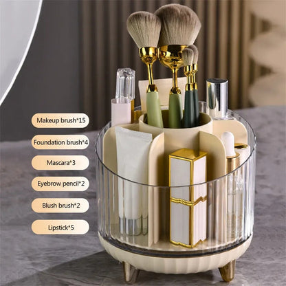 Rotating brush and lipstick holder