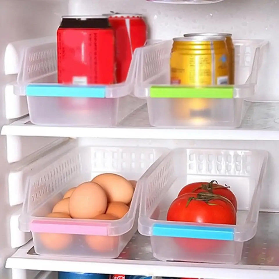Colorful storage fridge baskets
