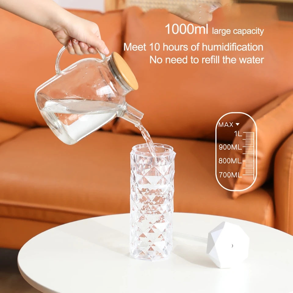 USB Essential Oil Diffuser with 7-Color Light Cool Mist Humidifier