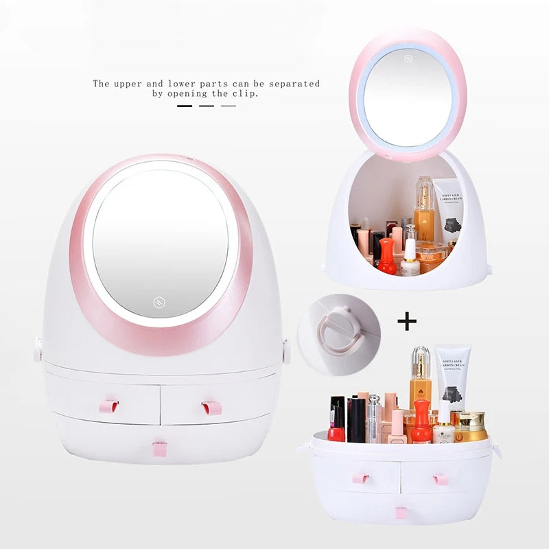 LED Mirror Cosmetic Storage Organizer