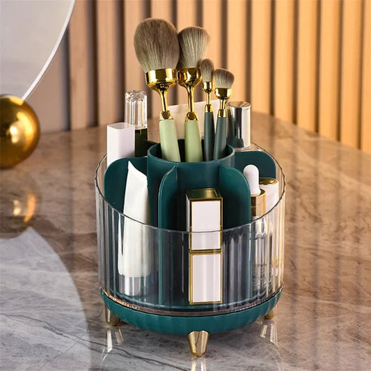 Rotating brush and lipstick holder