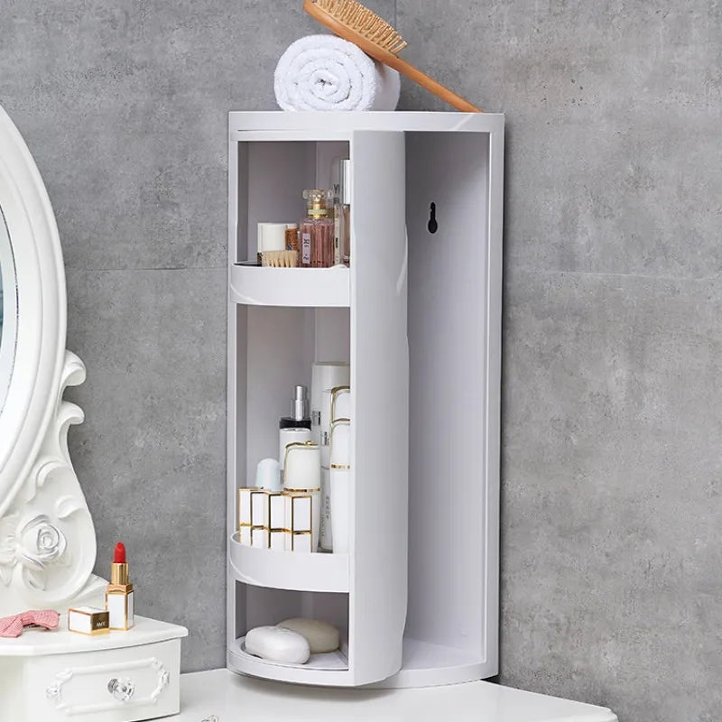 Bathroom Rotating triangle rack suction wall storage dustproof and waterproof rack