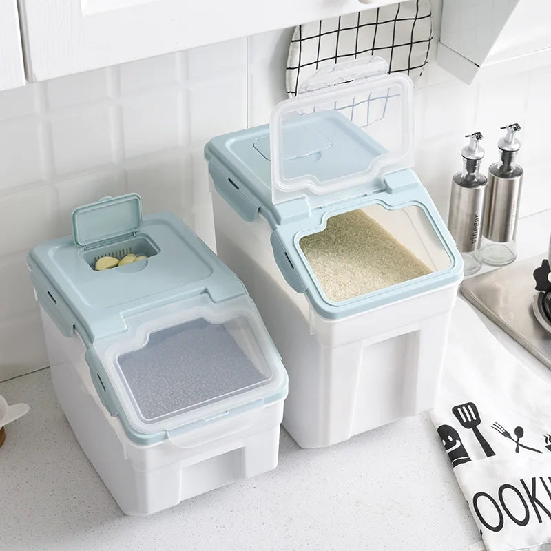 Kitchen storage organizer for rice and floor