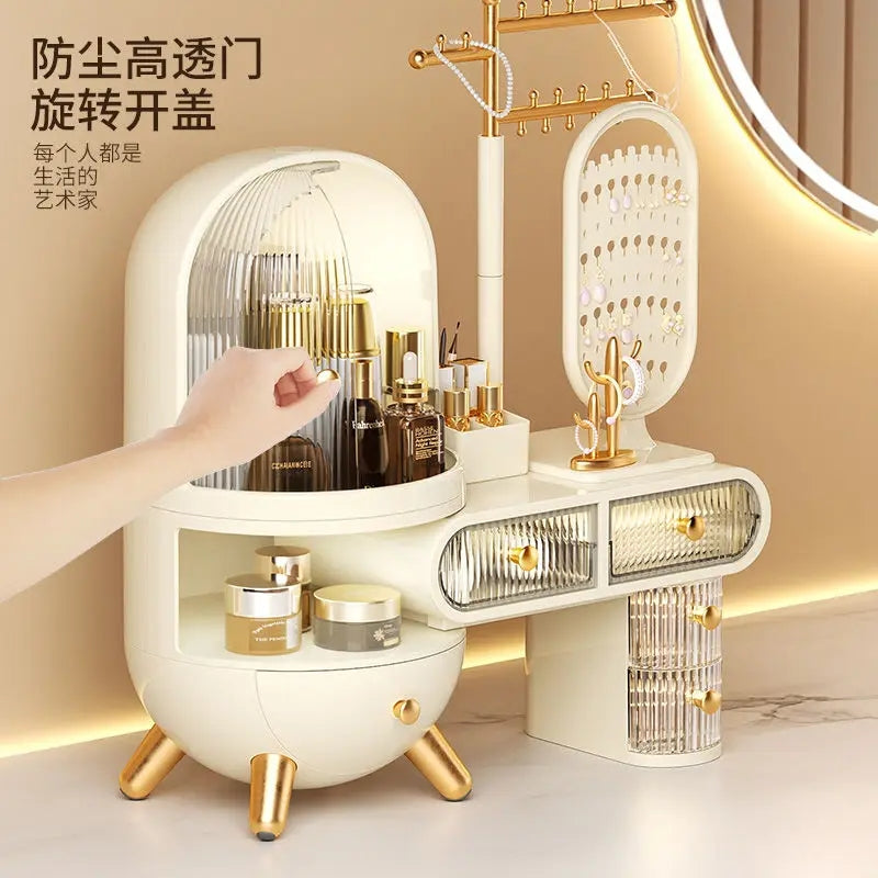 Luxury Dressing Table Cosmetics Storage Box Desktop Jewelry Integrated Dustproof High-Grade organizer