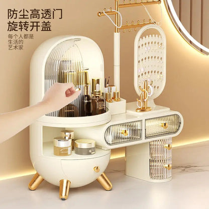 Luxury Dressing Table Cosmetics Storage Box Desktop Jewelry Integrated Dustproof High-Grade organizer