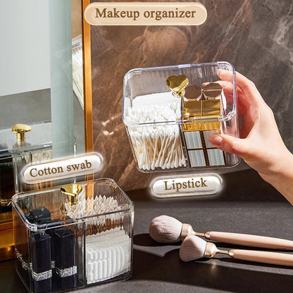 Cotton bud holder + cosmetics organizer