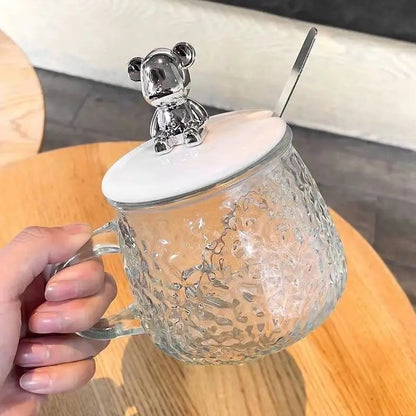 Glass Cup With Lid And Spoon