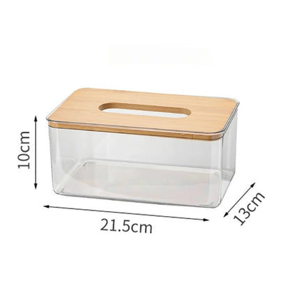 Acrylic tissue box with wooden top - Simple and elegant look tissue holder