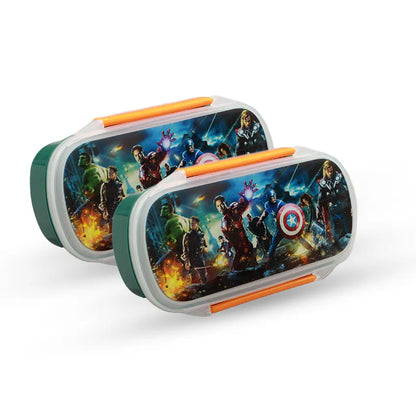 Bento Lunch Box M-2 2 pc set - 600ml With Sticker green