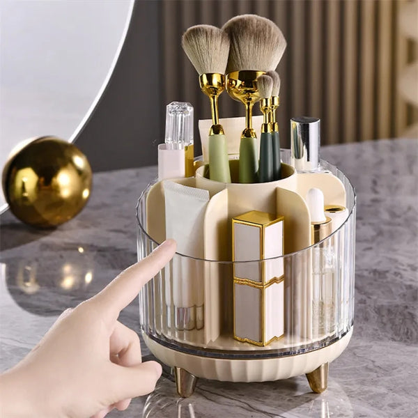 Rotating brush and lipstick holder