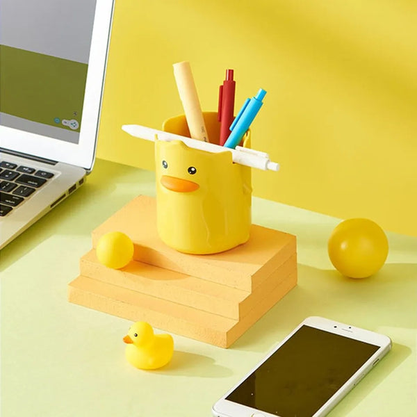 Multi purpose duck holder beautiful yellow color duck pen holder