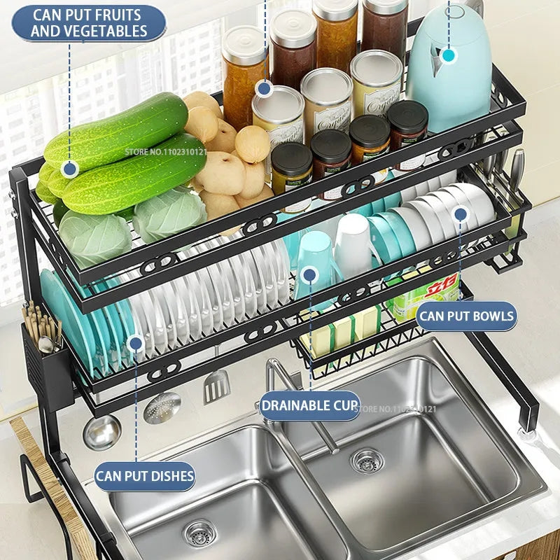Double layer double sink organizer