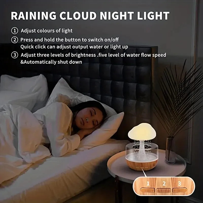 Mushroom Rain Humidifier With Night Light