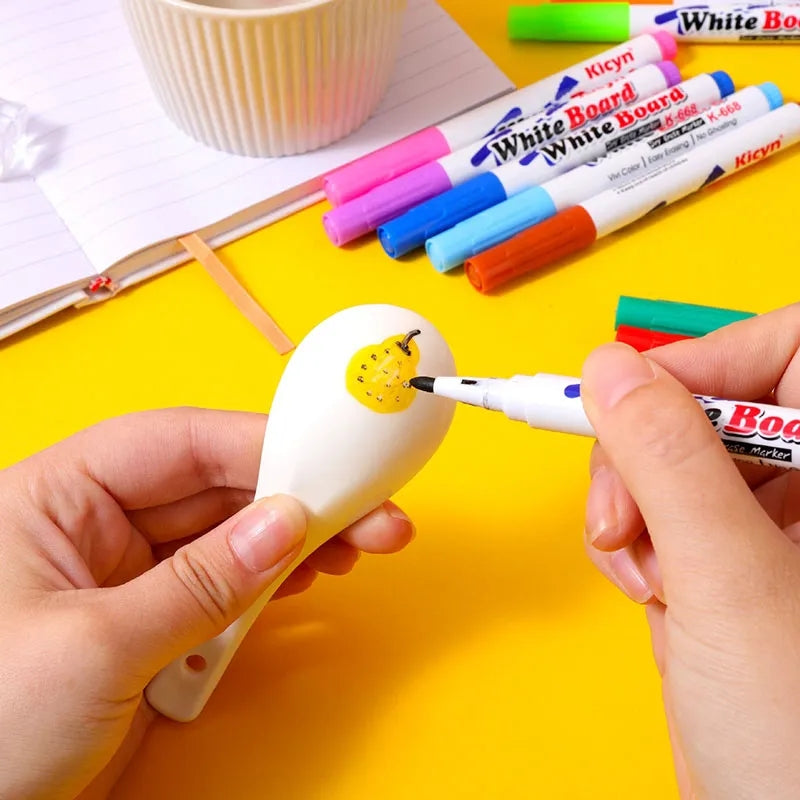 Magical water painting pen color mark pen marker floating.