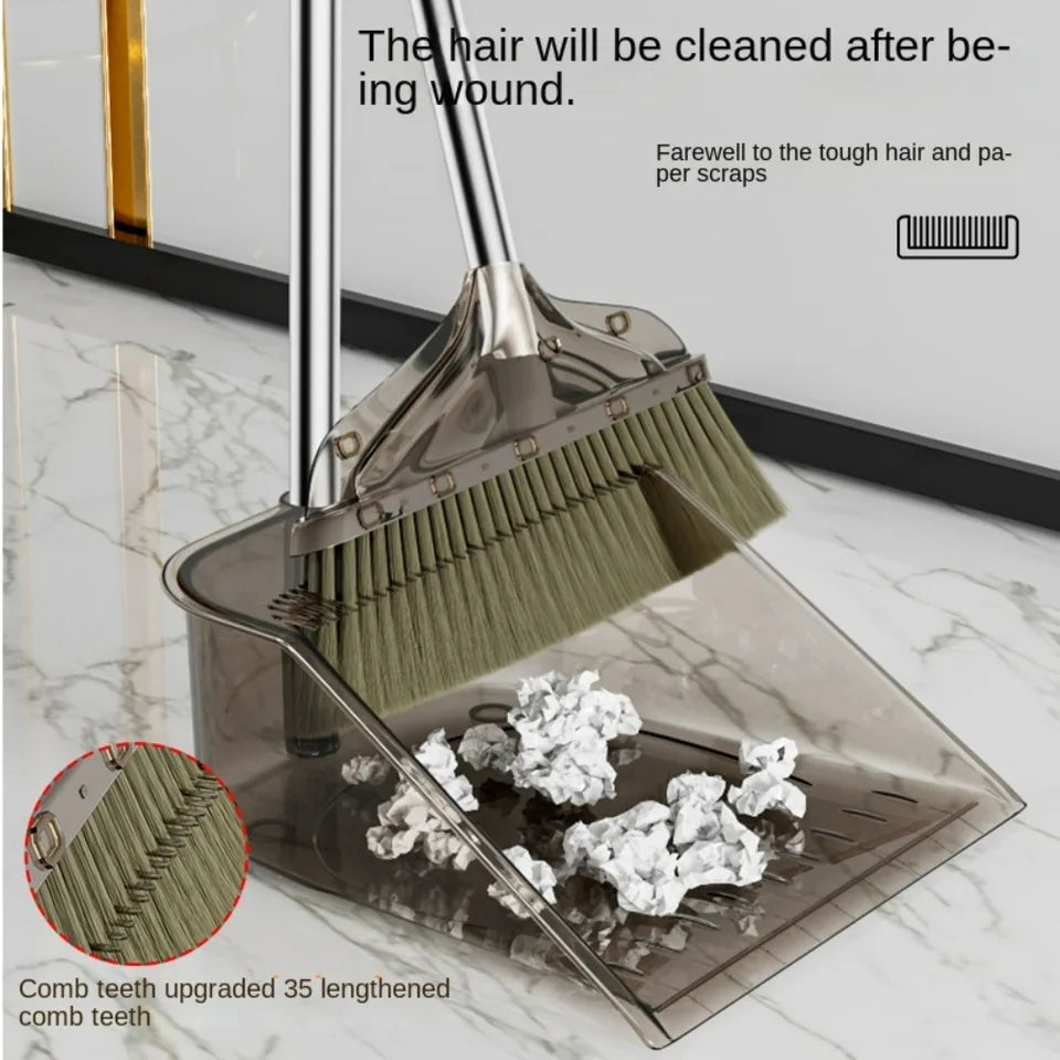 Broom and Dustpan Long Handle Brush Set