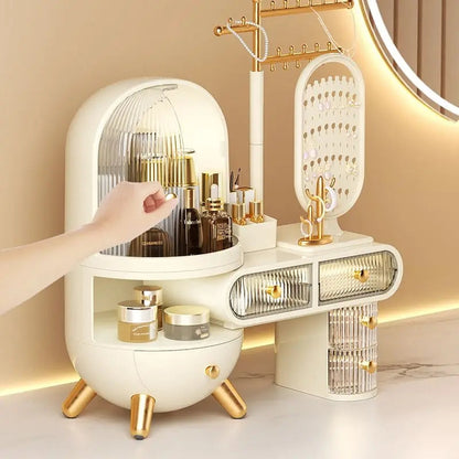 Luxury Dressing Table Cosmetics Storage Box Desktop Jewelry Integrated Dustproof High-Grade organizer