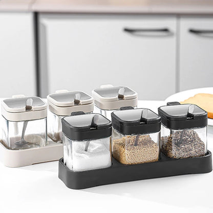3pcs spice and sugar jar with spoon