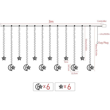 Crescent Moon Curtain Lights 10ft curtain light