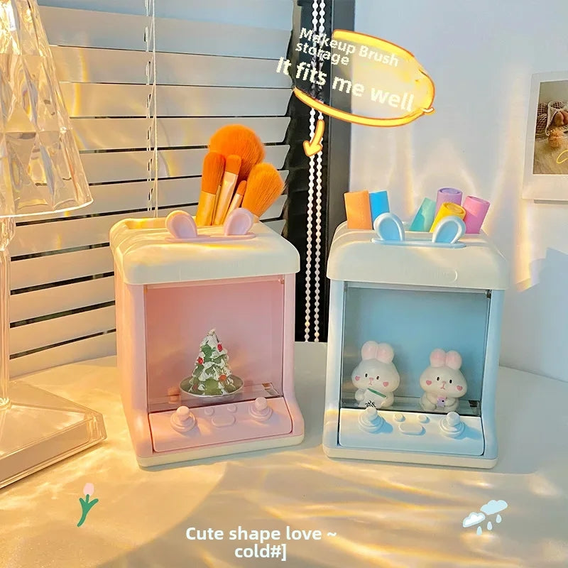 creative doll machine shaped pen holder storage box