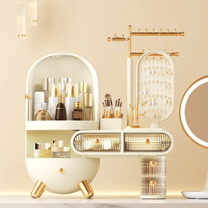Luxury Dressing Table Cosmetics Storage Box Desktop Jewelry Integrated Dustproof High-Grade organizer