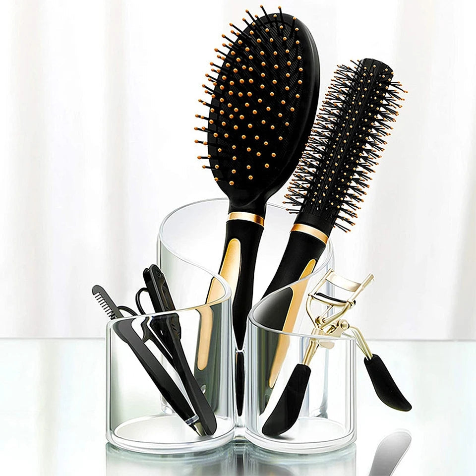 Transparent 3 Grid Makeup Brush Holder