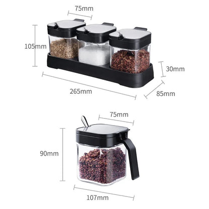 3pcs spice and sugar jar with spoon