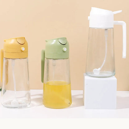 Two-in-One Oil spray and Oil jug - 450Ml Glass body oil jug
