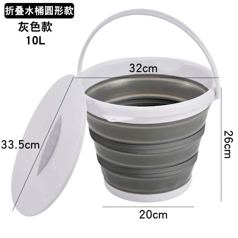 Foldable bucket 10 liter capacity.
