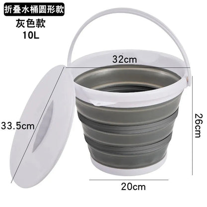 Foldable bucket 10 liter capacity.