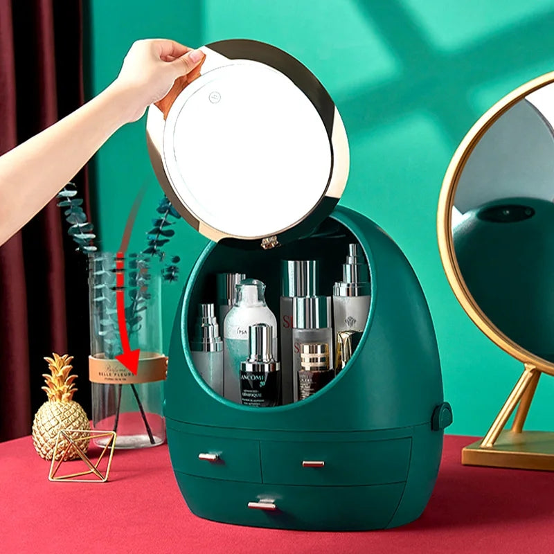 LED Mirror Cosmetic Storage Organizer