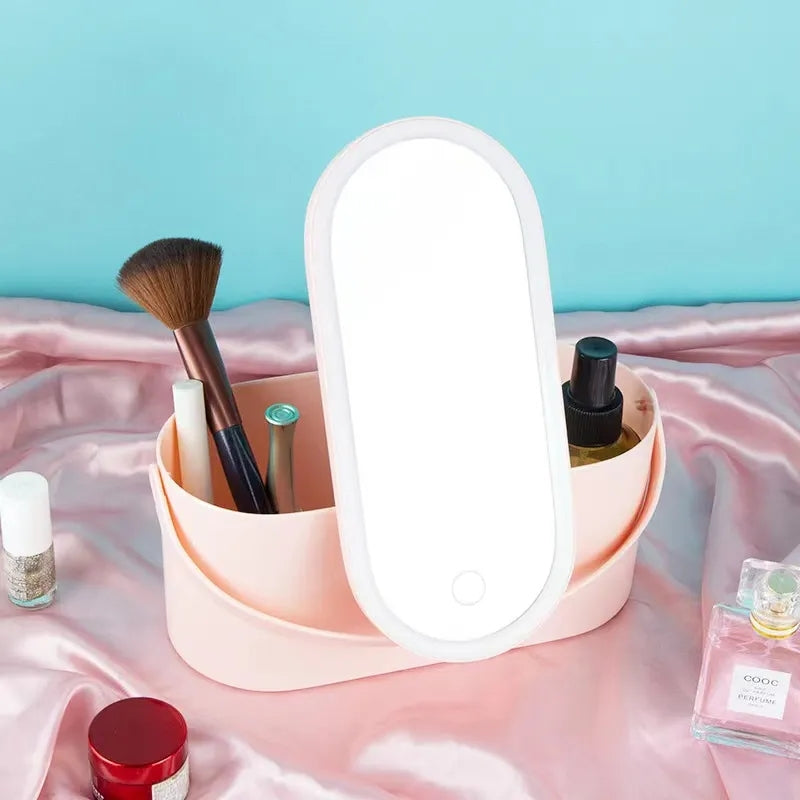 Cosmetic Organizer With Led Mirror