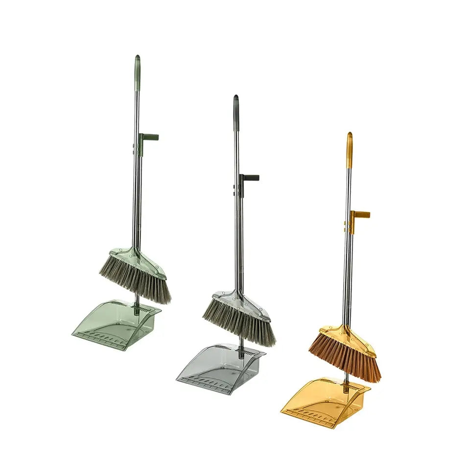Broom and Dustpan Long Handle Brush Set