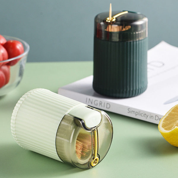 Top press toothpick holder