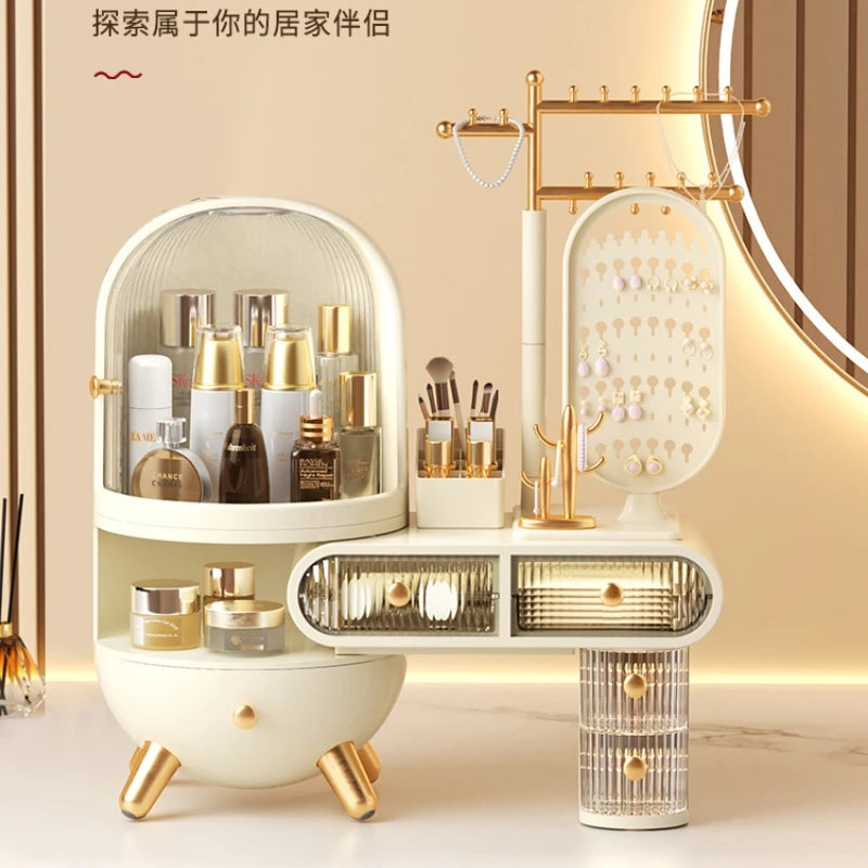 Luxury Dressing Table Cosmetics Storage Box Desktop Jewelry Integrated Dustproof High-Grade organizer