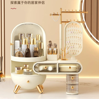 Luxury Dressing Table Cosmetics Storage Box Desktop Jewelry Integrated Dustproof High-Grade organizer