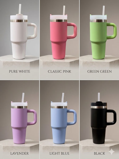 14oz Stainless Steel Insulated Tumbler with Lid, Handle & Straw