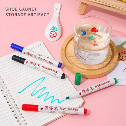 Magical water painting pen color mark pen marker floating.