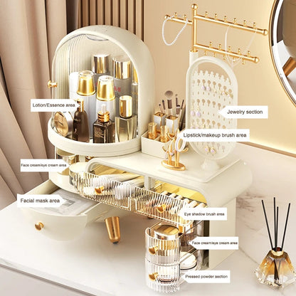 Luxury Dressing Table Cosmetics Storage Box Desktop Jewelry Integrated Dustproof High-Grade organizer