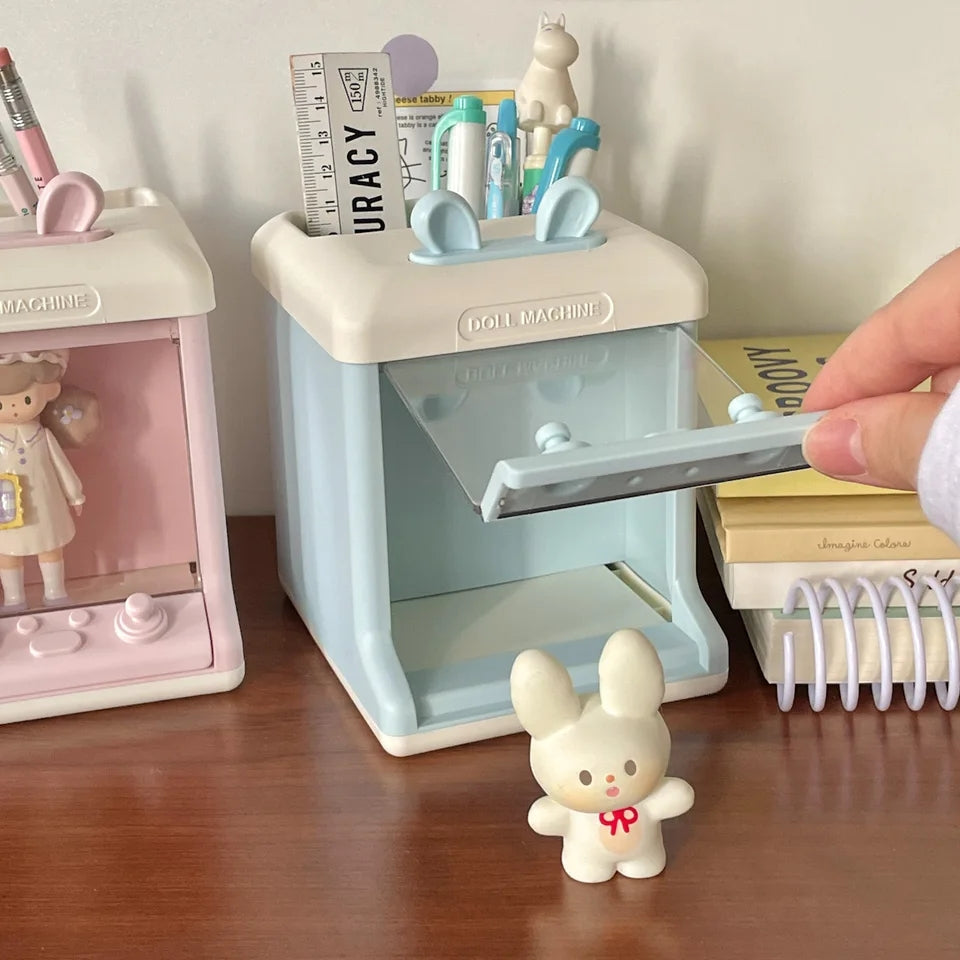 creative doll machine shaped pen holder storage box