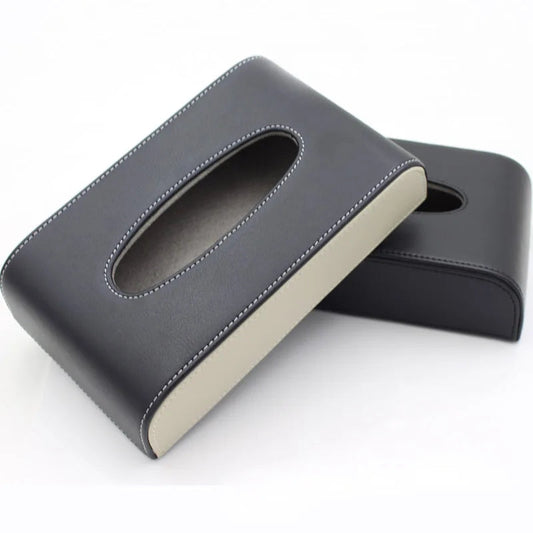 Faux leather tissue box - Car tissue organizer in leather