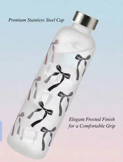 1000ml Aesthetic Cute Frosted Printed Water Bottle With Steel Cap