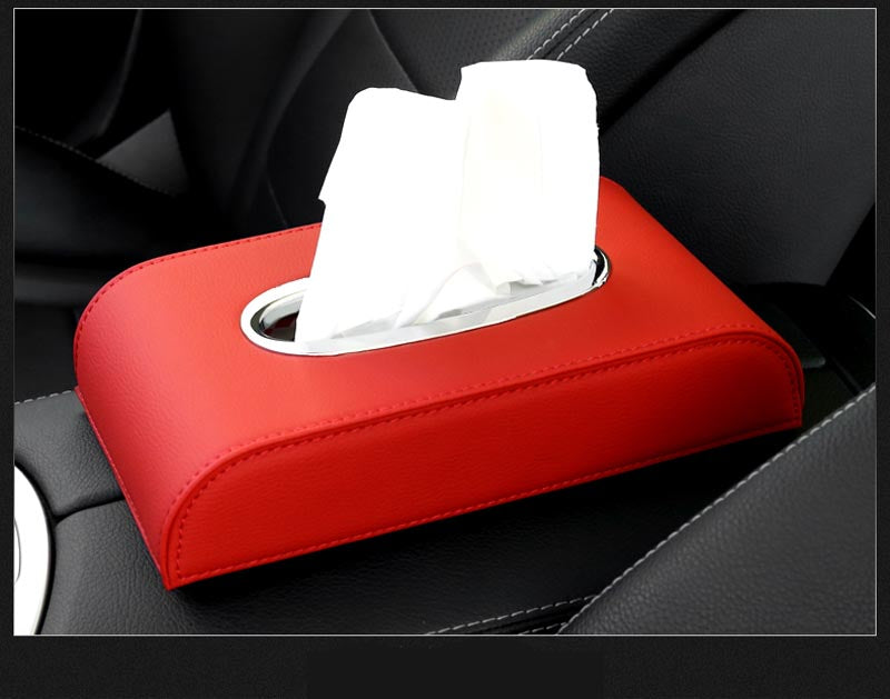 Faux leather tissue box - Car tissue organizer in leather