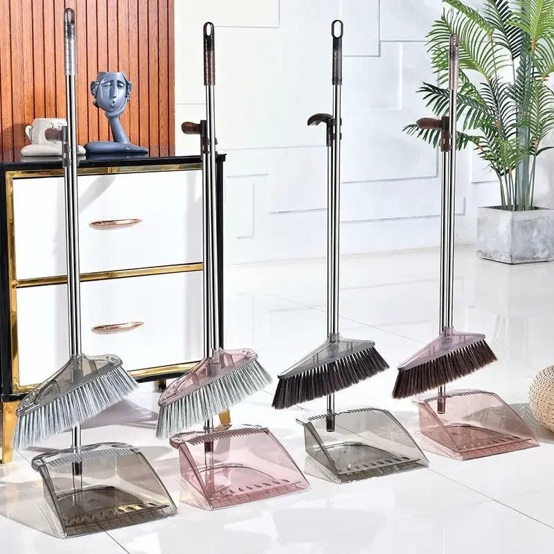 Broom and Dustpan Long Handle Brush Set