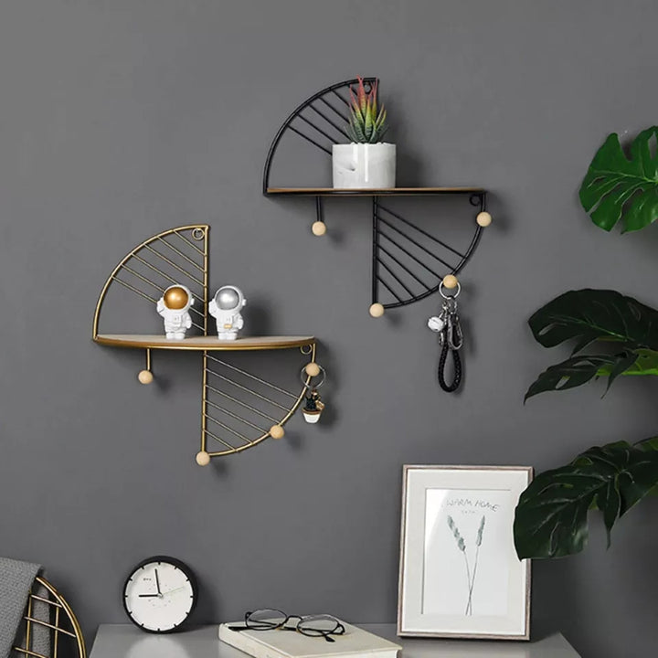 Wall mounted shelf with keyholder