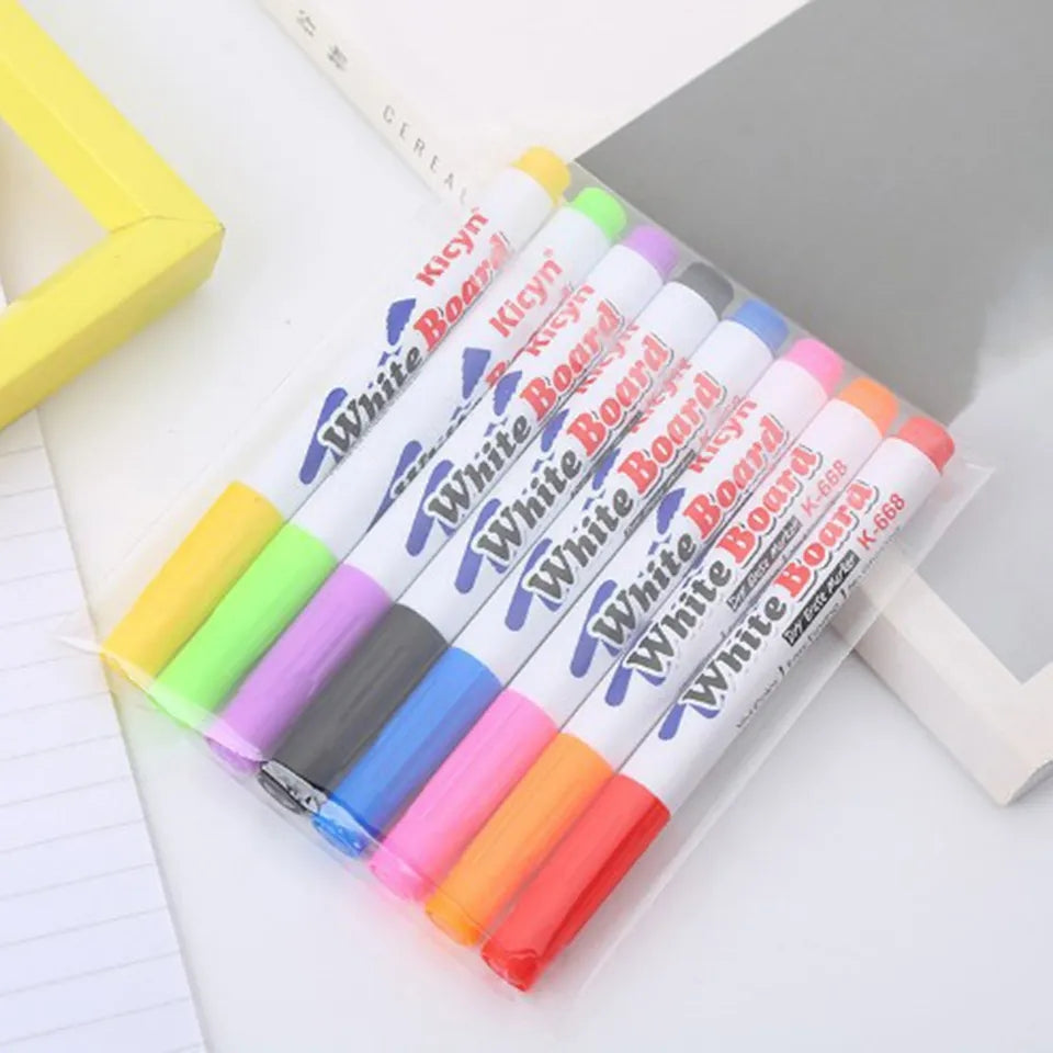 Magical water painting pen color mark pen marker floating.