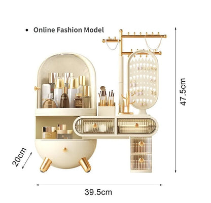 Luxury Dressing Table Cosmetics Storage Box Desktop Jewelry Integrated Dustproof High-Grade organizer