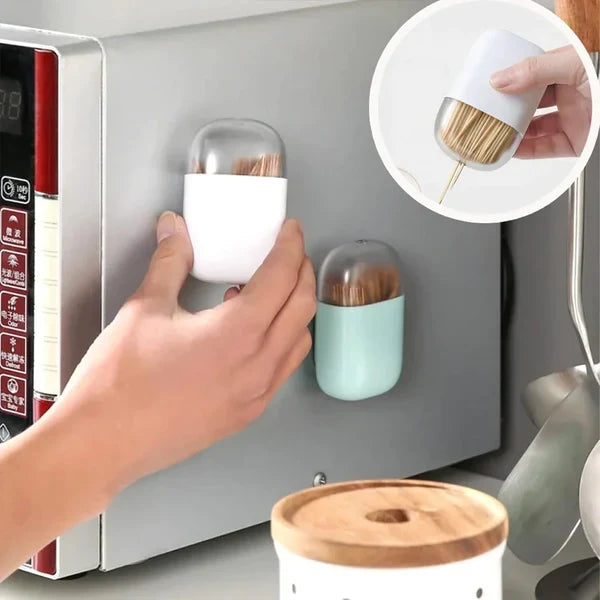 Toothpick holder with magnetic holding option