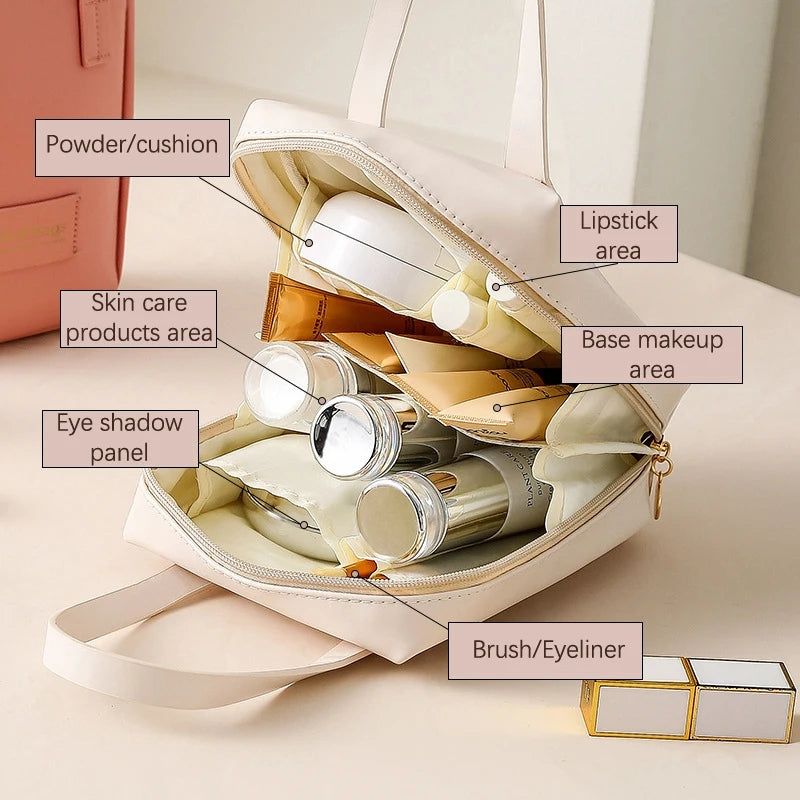 Faux Leather cosmetic organizer - Zipper cosmetic bag