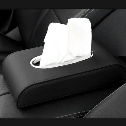 Faux leather tissue box - Car tissue organizer in leather