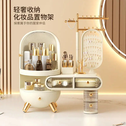 Luxury Dressing Table Cosmetics Storage Box Desktop Jewelry Integrated Dustproof High-Grade organizer